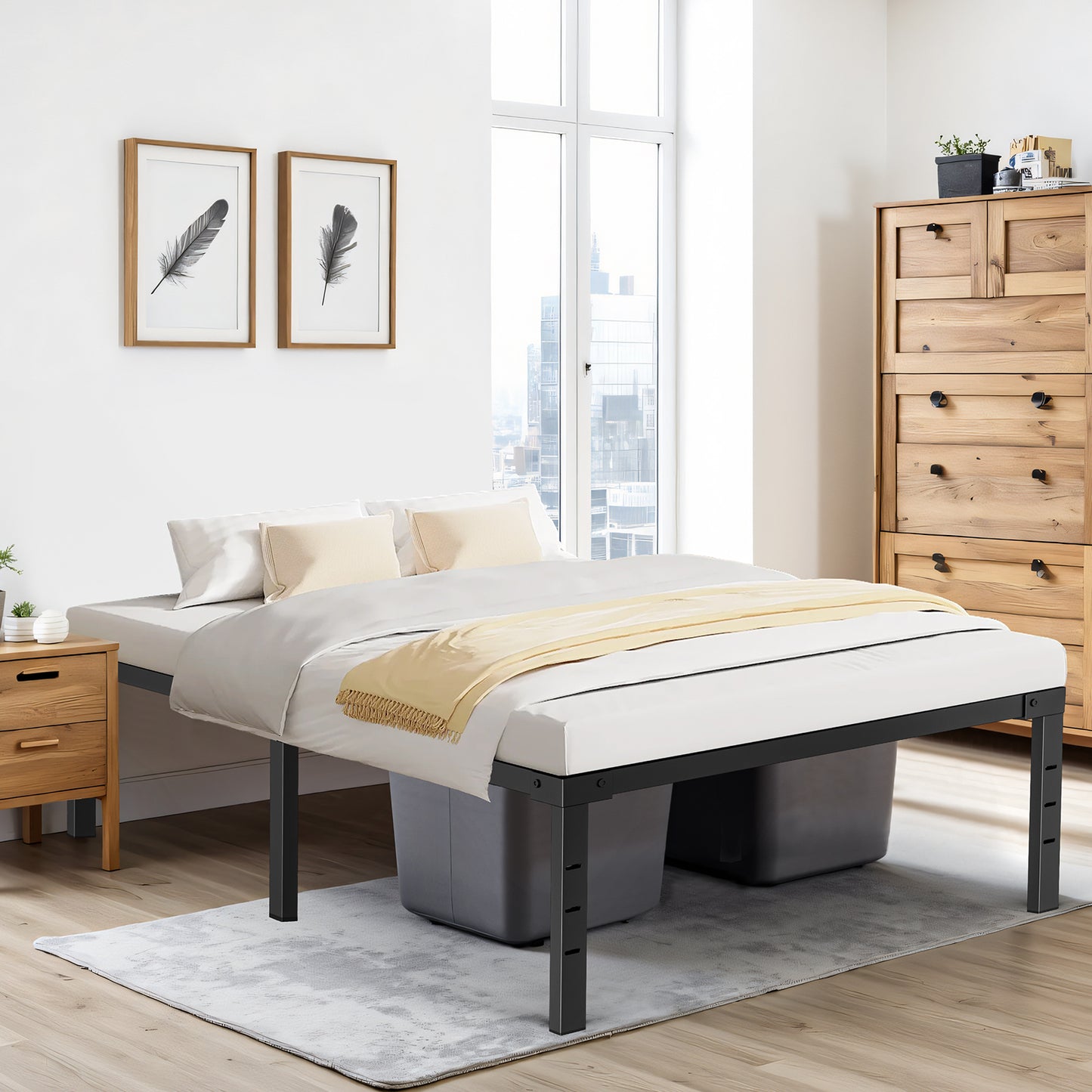 Capri Twin Bed Frame, 18 Inch Metal Platform Bed Frame, Heavy Duty, No Box Spring Needed, Easy Assembly, Black
