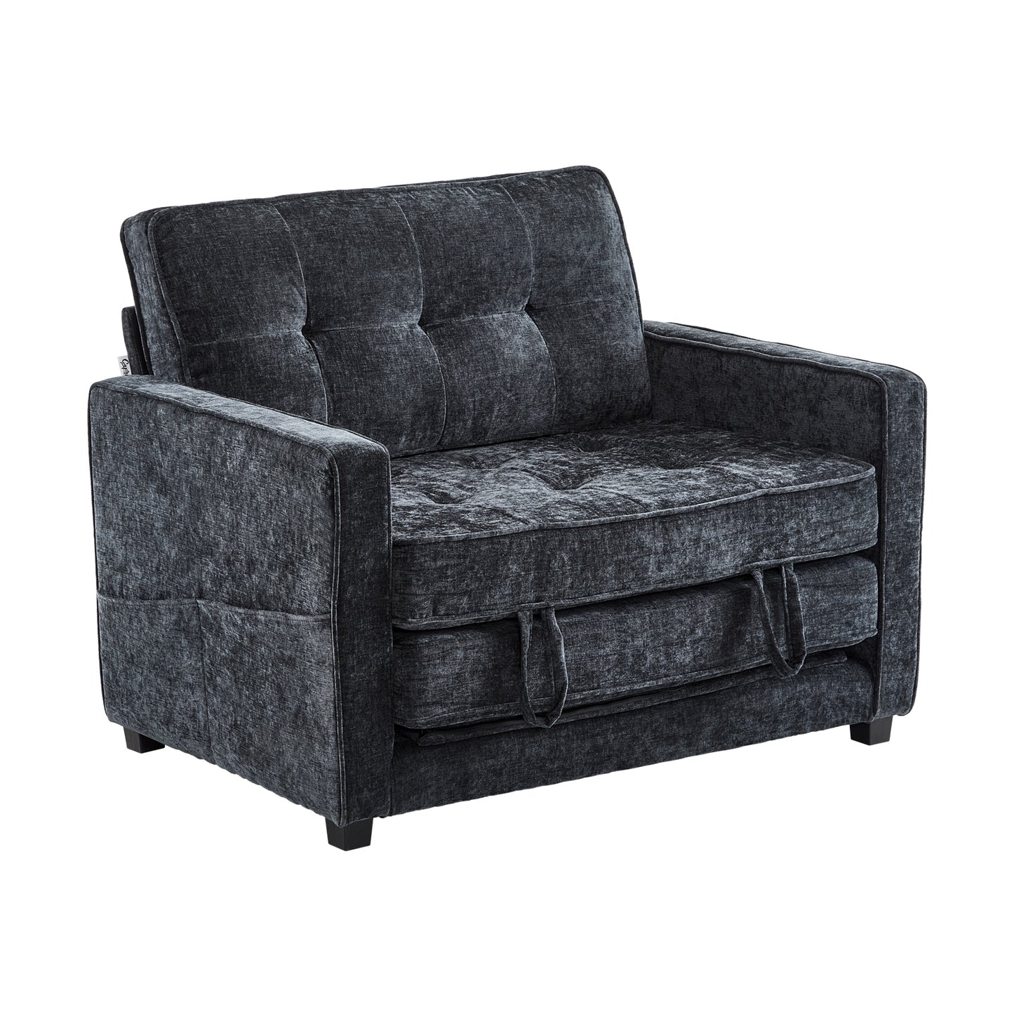 capri Fabric Loveseat Sleeper Sofa with Storage Pocket