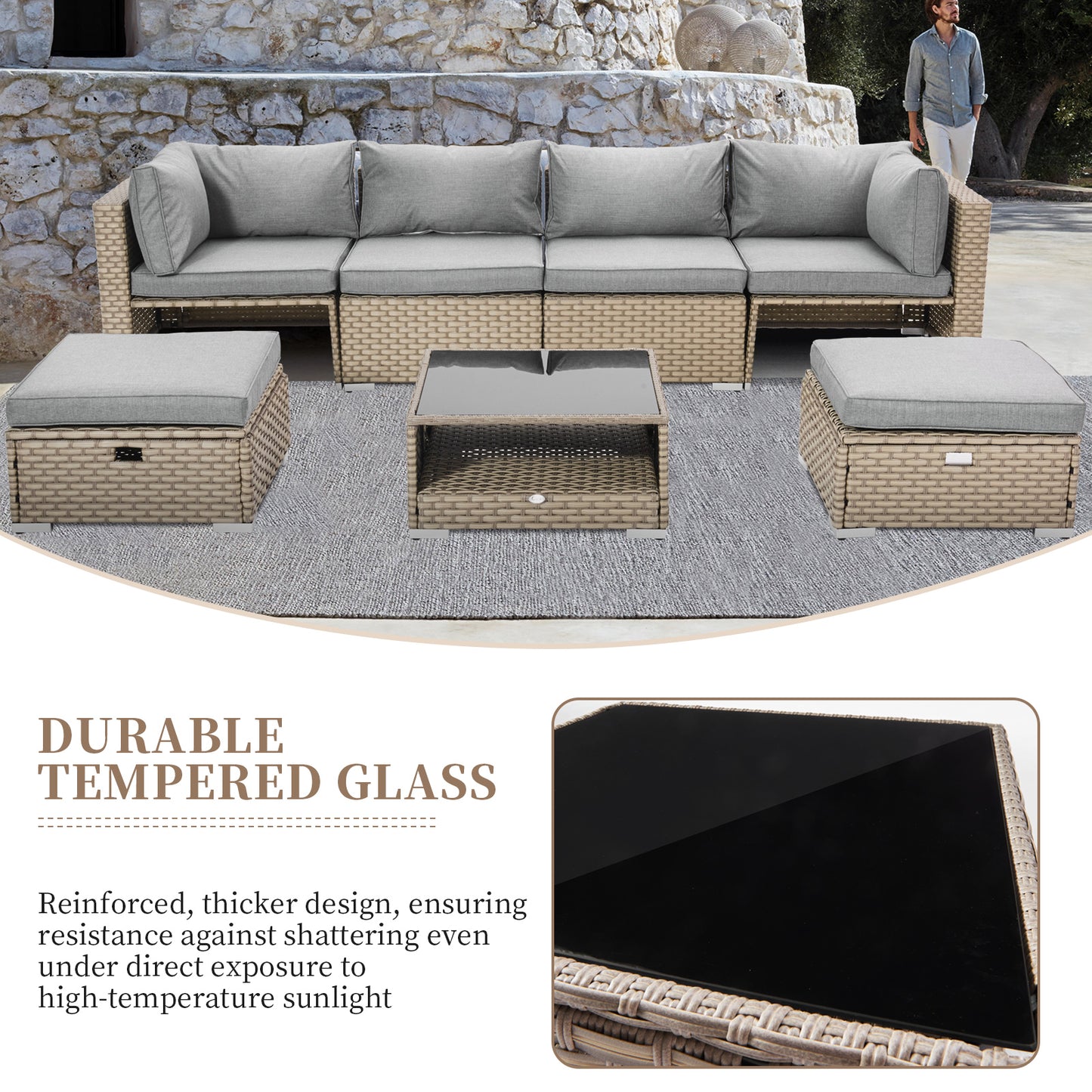 Capri 5 Pieces Outdoor Conversation Chaise Lounge Furniture