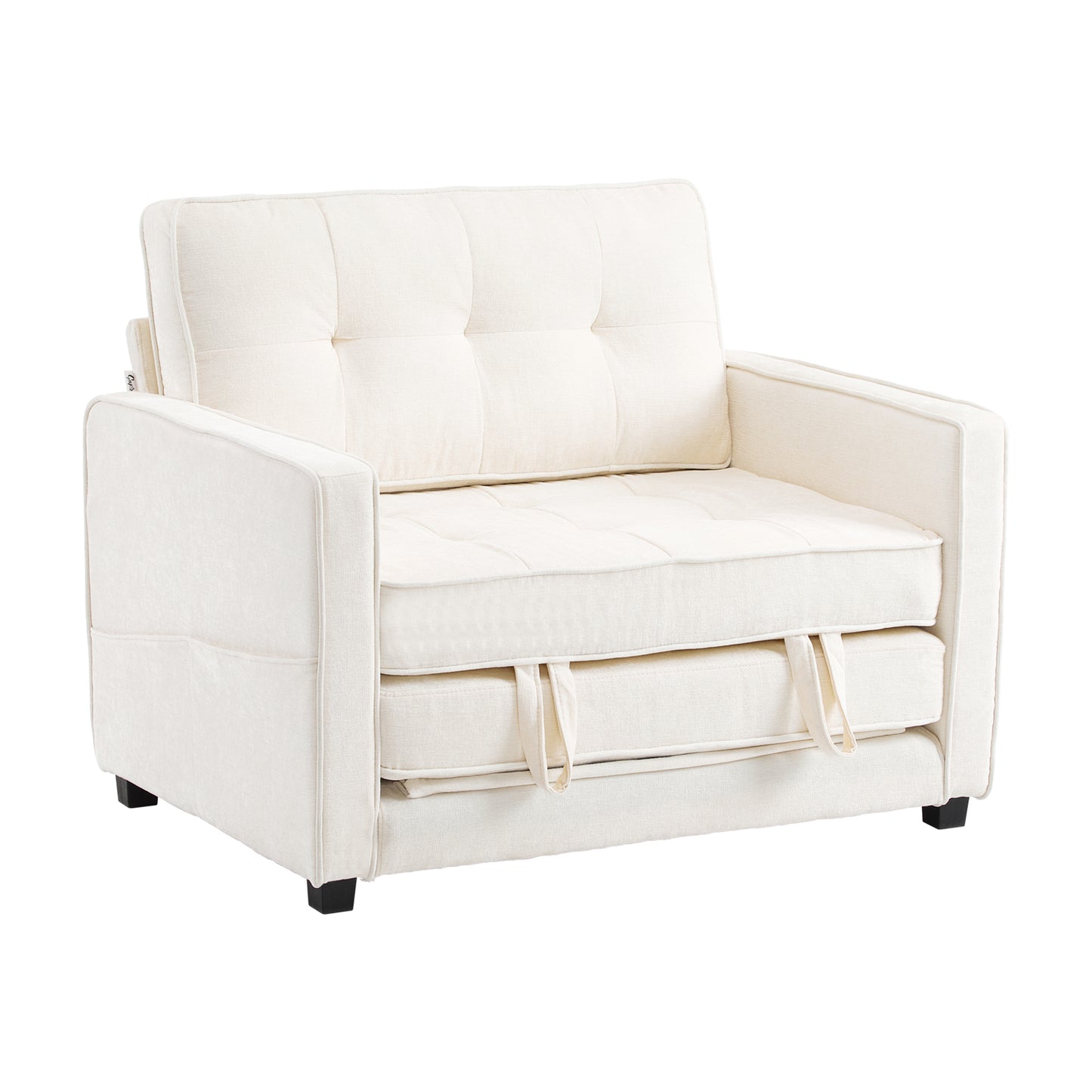 capri Fabric Loveseat Sleeper Sofa with Storage Pocket