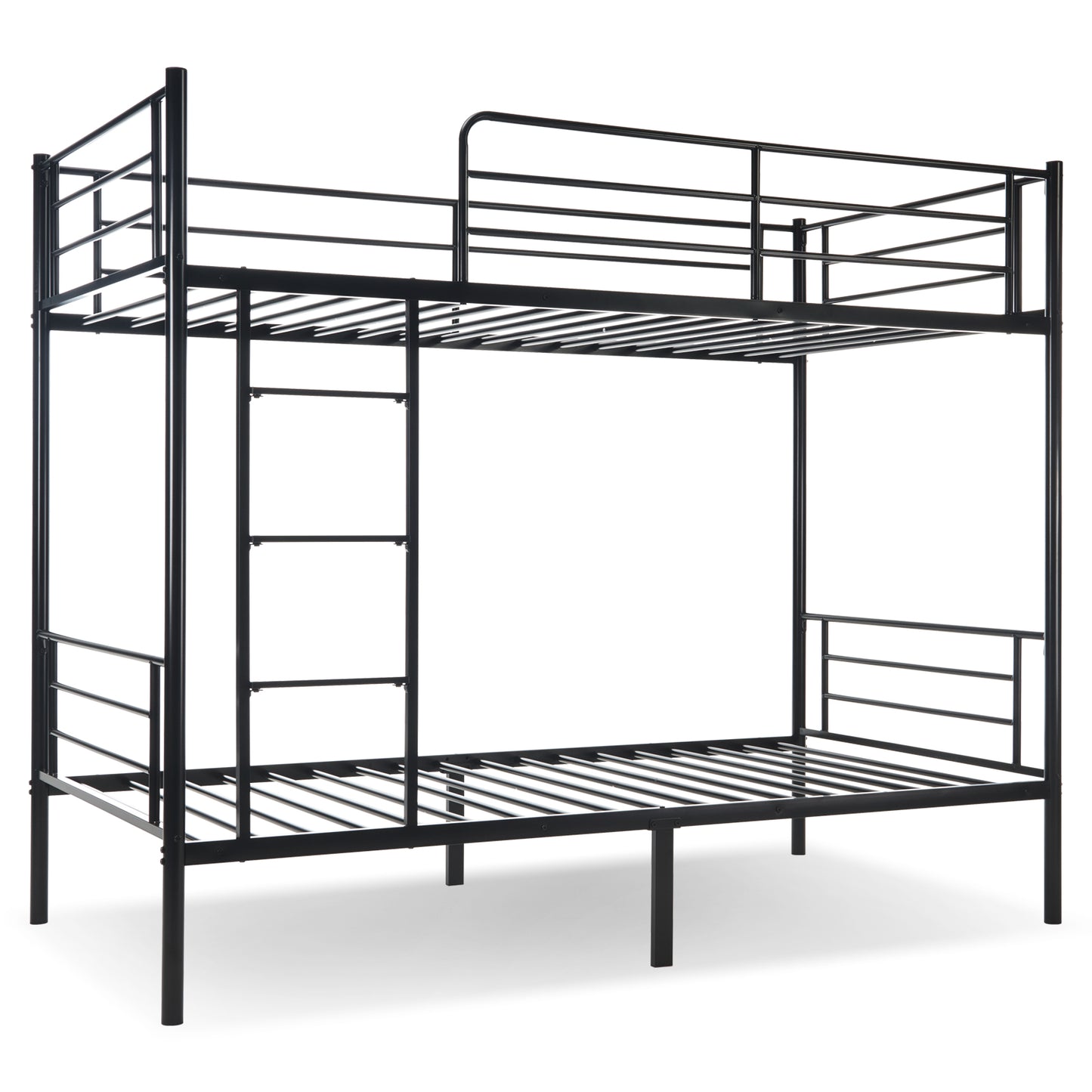Twin-Over-Full Metal Bunk Bed with Ladder and Guardrails