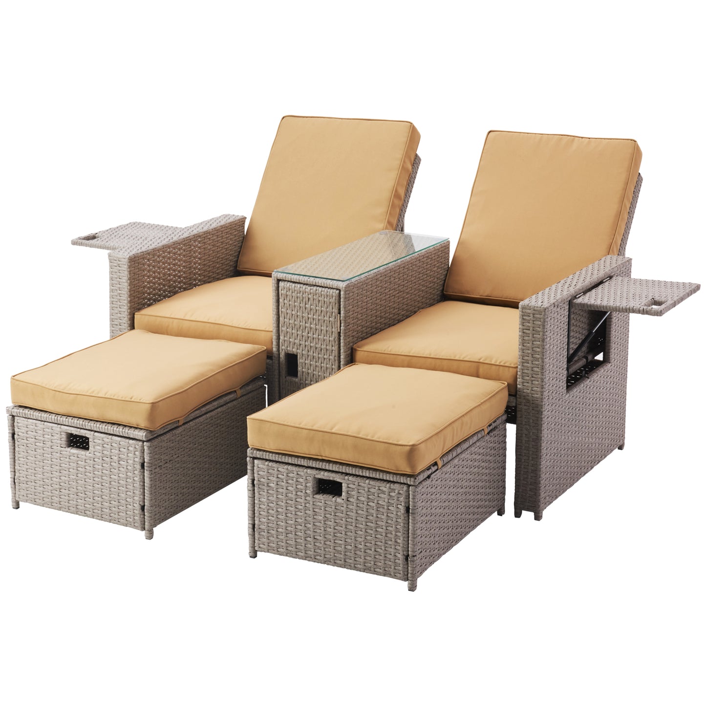 Double Wicker Sofa Set