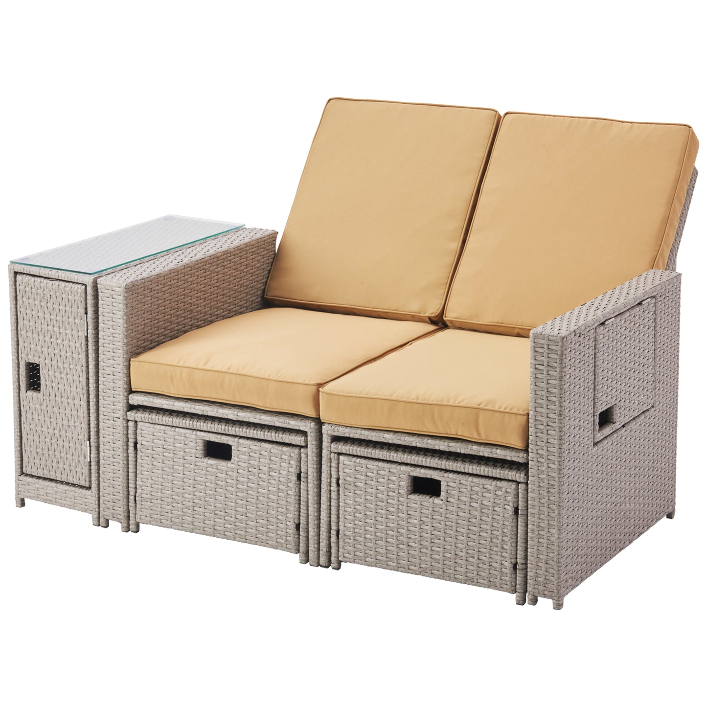 Double Wicker Sofa Set