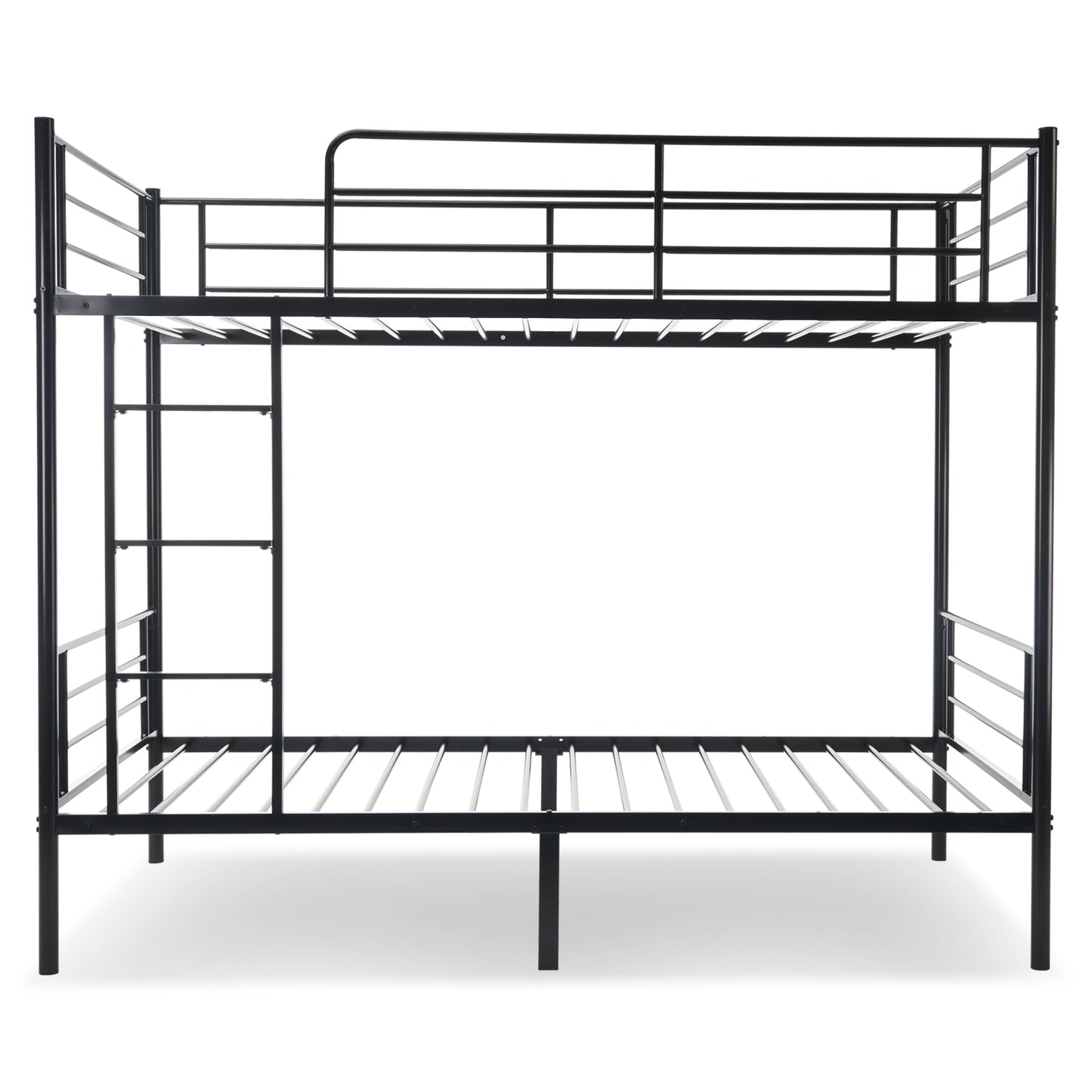 Twin-Over-Full Metal Bunk Bed with Ladder and Guardrails