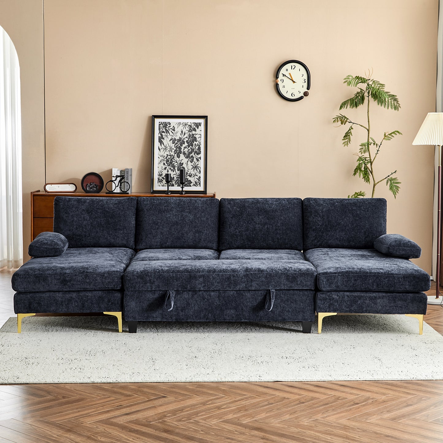 capri Comfortable Chenille U-Shaped Sectional Sofa Couch