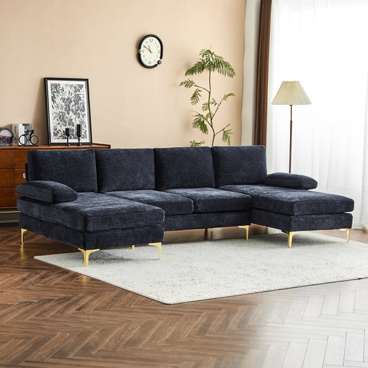 capri Comfortable Chenille U-Shaped Sectional Sofa Couch