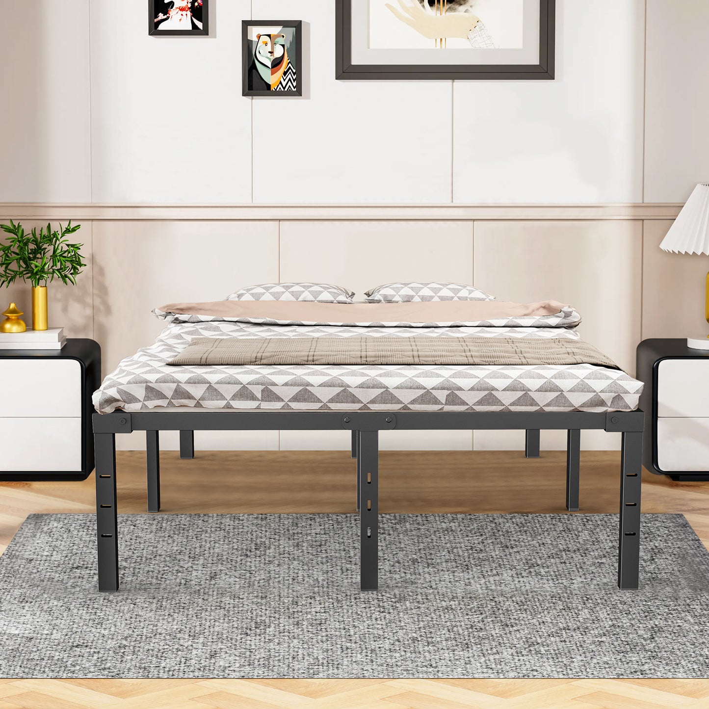 Capri Full Bed Frame, 18 Inch Metal Platform Bed Frame, Heavy Duty, No Box Spring Needed, Easy Assembly, Black