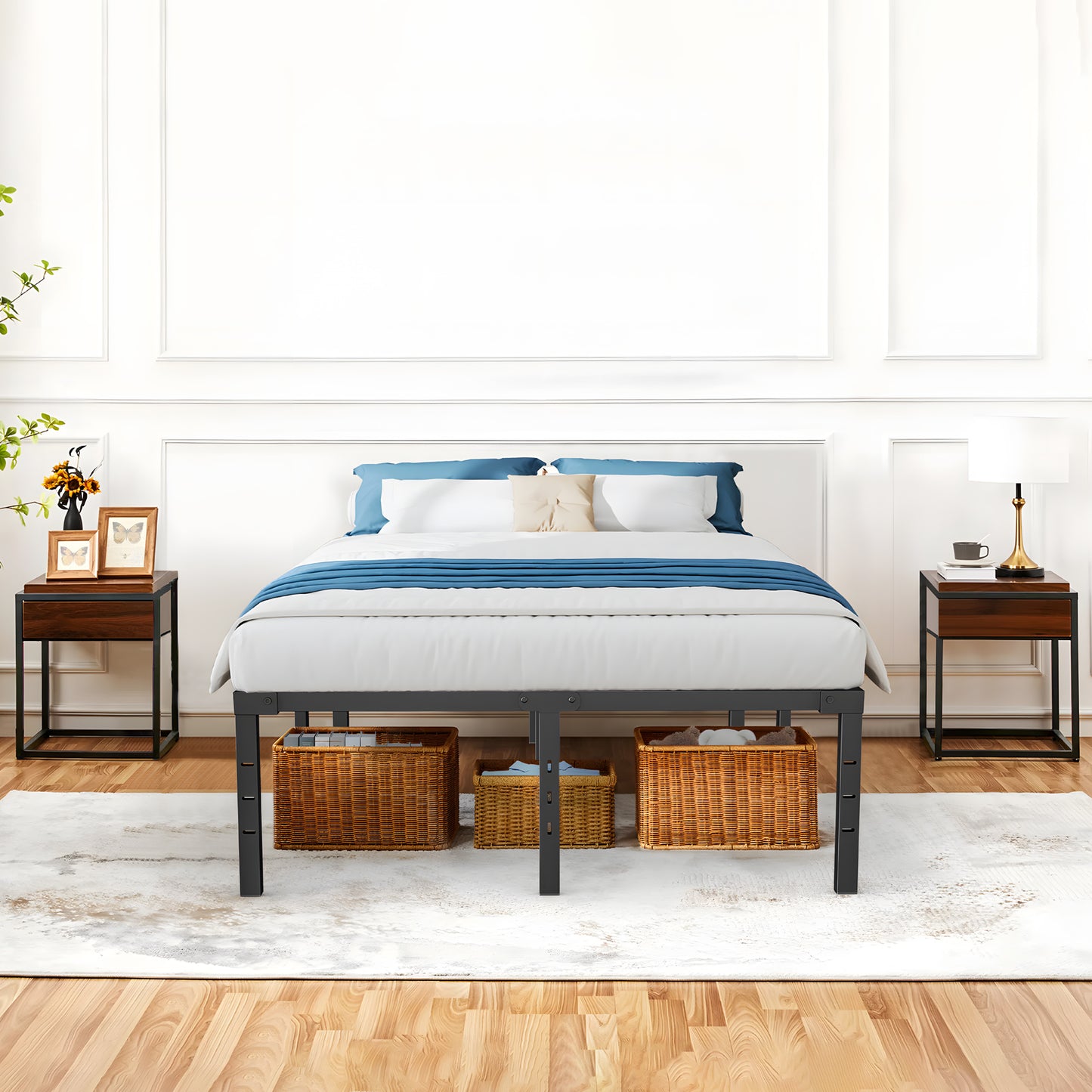 Capri Full Bed Frame, 18 Inch Metal Platform Bed Frame, Heavy Duty, No Box Spring Needed, Easy Assembly, Black