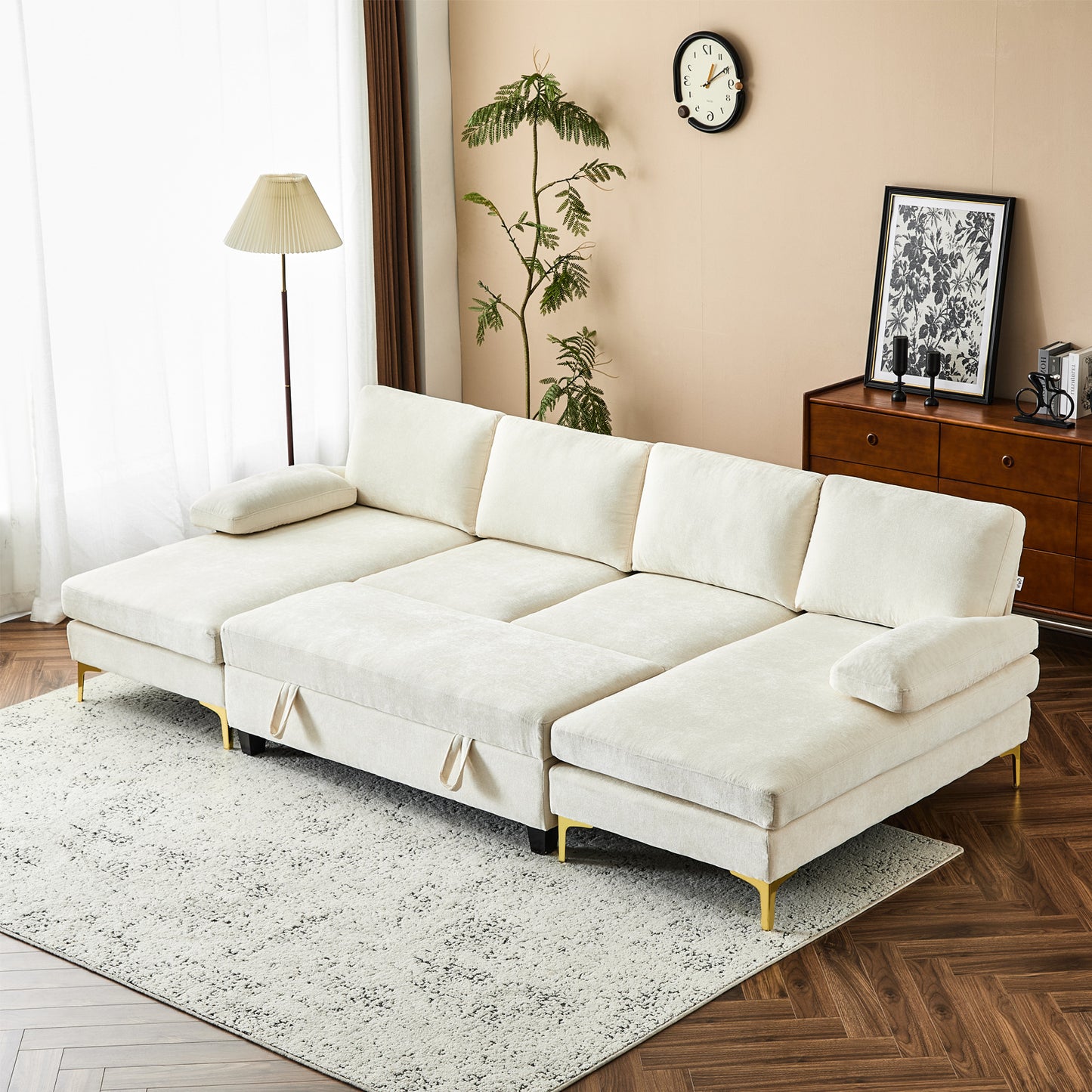 capri Comfortable Chenille U-Shaped Sectional Sofa Couch