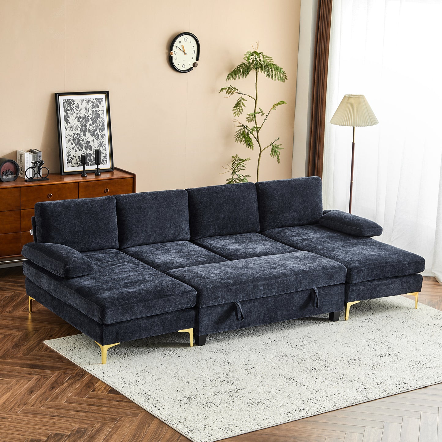 capri Comfortable Chenille U-Shaped Sectional Sofa Couch