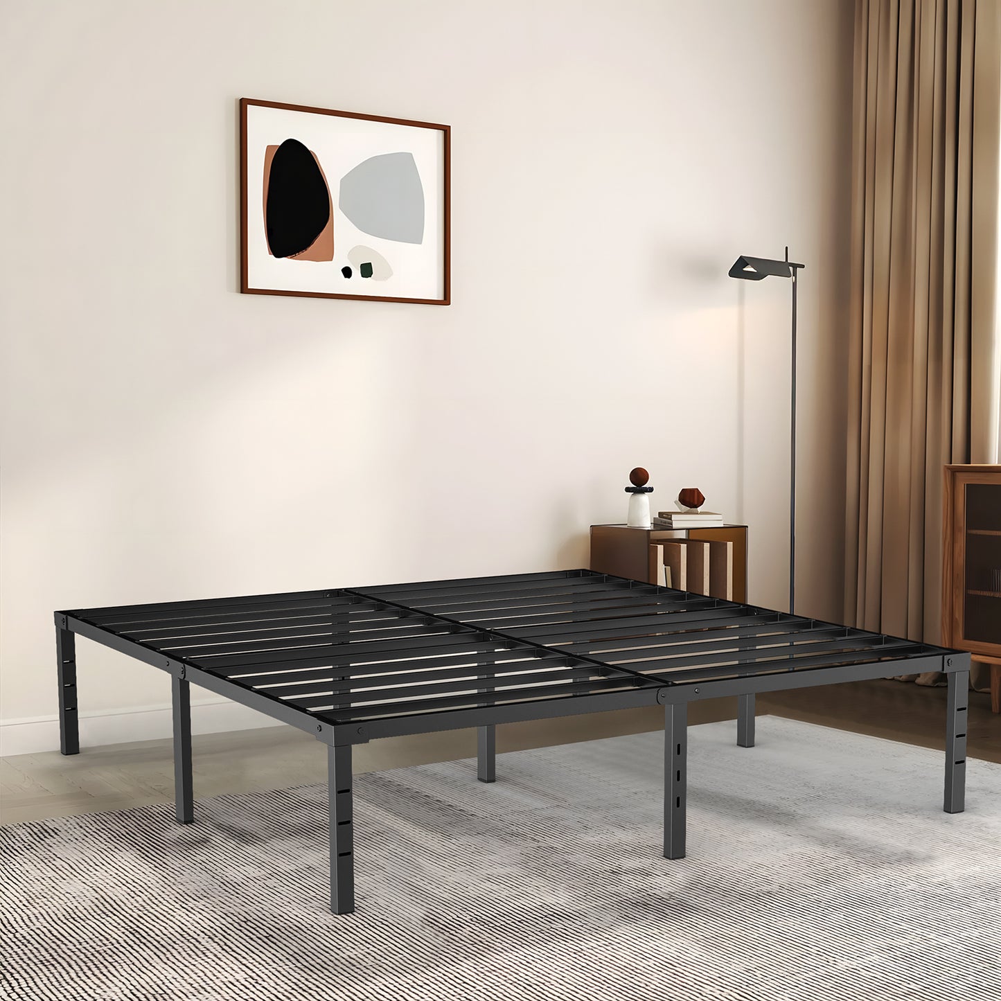 Capri King Bed Frame, 18 Inch Metal Platform Bed Frame, Heavy Duty, No Box Spring Needed, Easy Assembly, Black