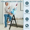 Capri 2 Step Ladder for Adults, Folding Step Stool with Anti-Slip Foot Pads and Widened Pedals, Portable Step Ladder for Kitchen, Household, Library, 330 lbs Capacity, Lightweight, Black