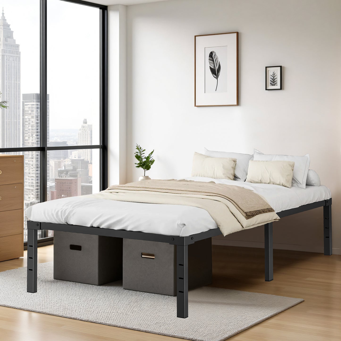 Capri Twin Bed Frame, 18 Inch Metal Platform Bed Frame, Heavy Duty, No Box Spring Needed, Easy Assembly, Black