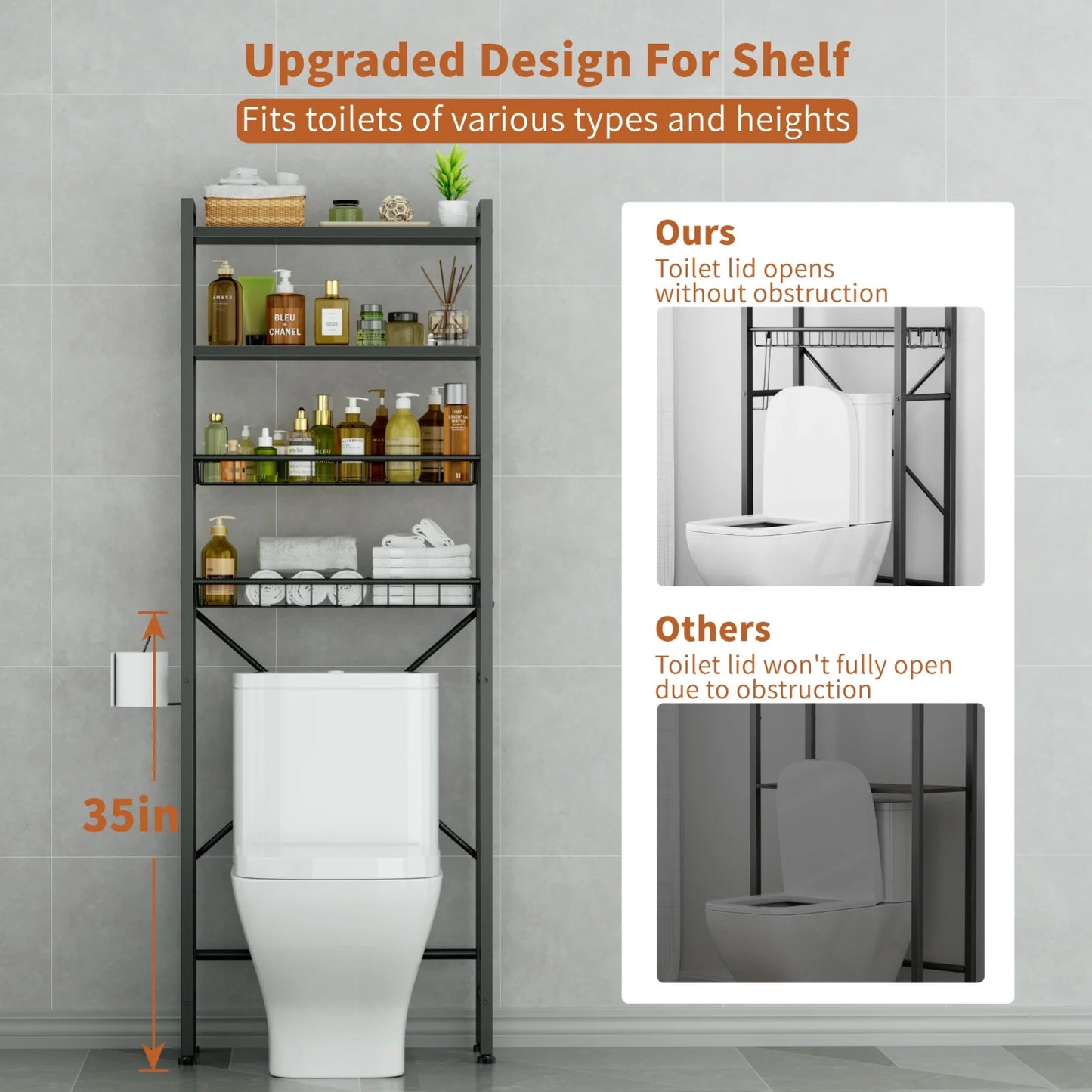 Capri over-the-toilet storage shelf