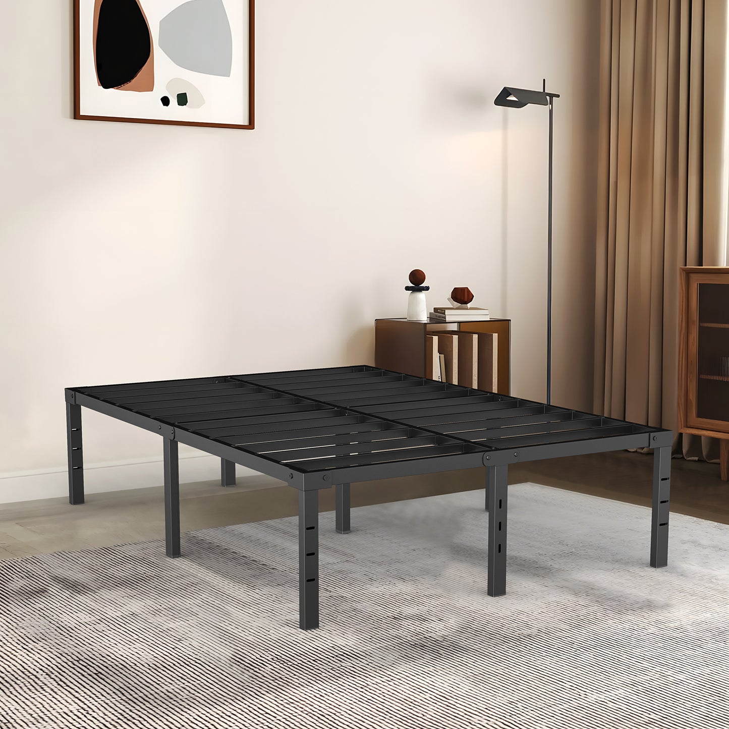 Capri Full Bed Frame, 18 Inch Metal Platform Bed Frame, Heavy Duty, No Box Spring Needed, Easy Assembly, Black