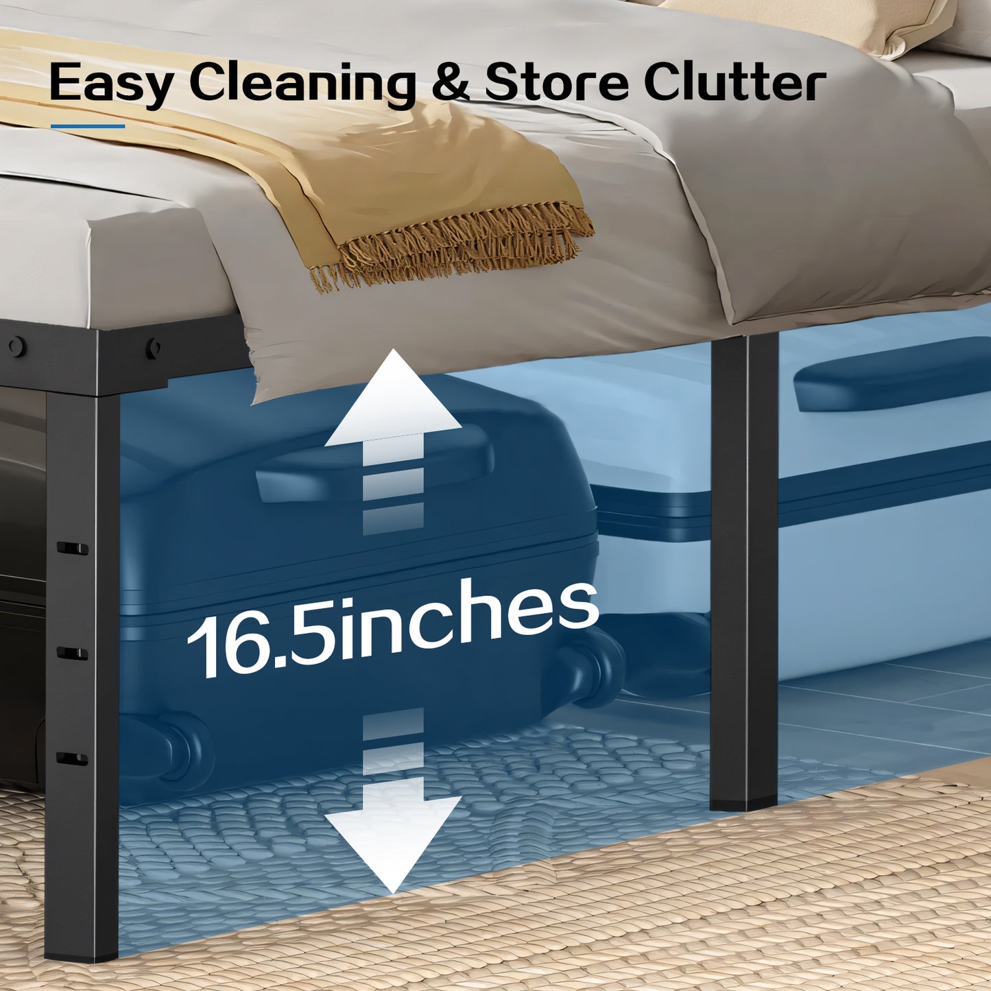 Capri Full Bed Frame, 18 Inch Metal Platform Bed Frame, Heavy Duty, No Box Spring Needed, Easy Assembly, Black