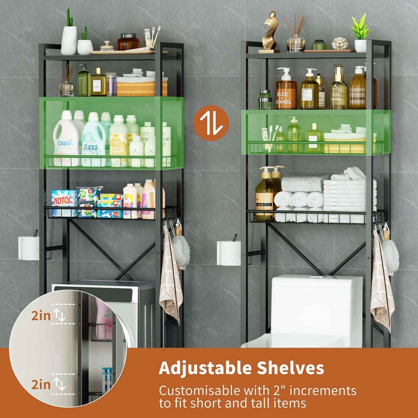 Capri over-the-toilet storage shelf