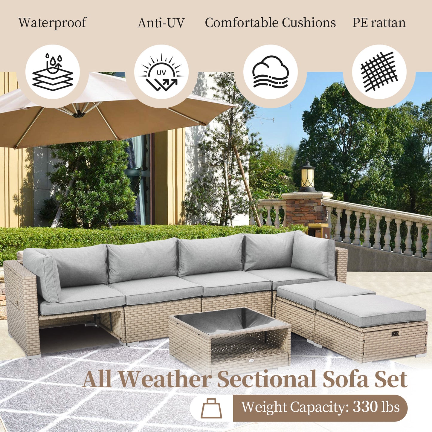 Capri 5 Pieces Outdoor Conversation Chaise Lounge Furniture