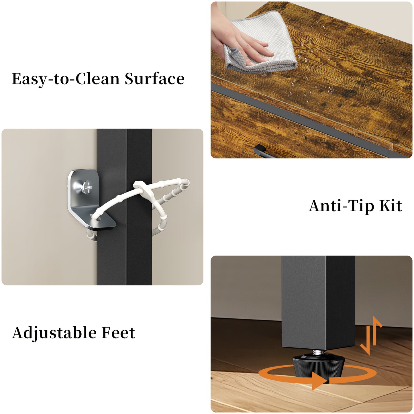 Capri 31.5" Entryway Table with Storage Fabric Drawer, Industrial Sofa Console Table Small Narrow Tables 4-Tier Shoe Rack Side Furniture for Small Spaces, Front Door, Hallway, Foyer, Rustic Brown