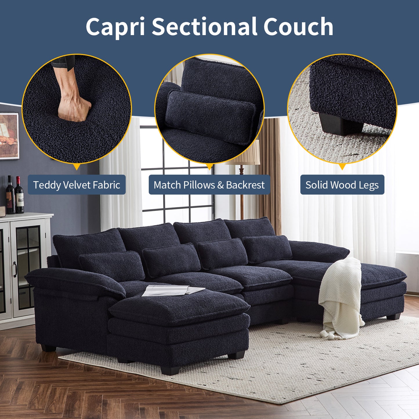 capri l-shaped sofa combination sofa with stirrups, available with dark seats