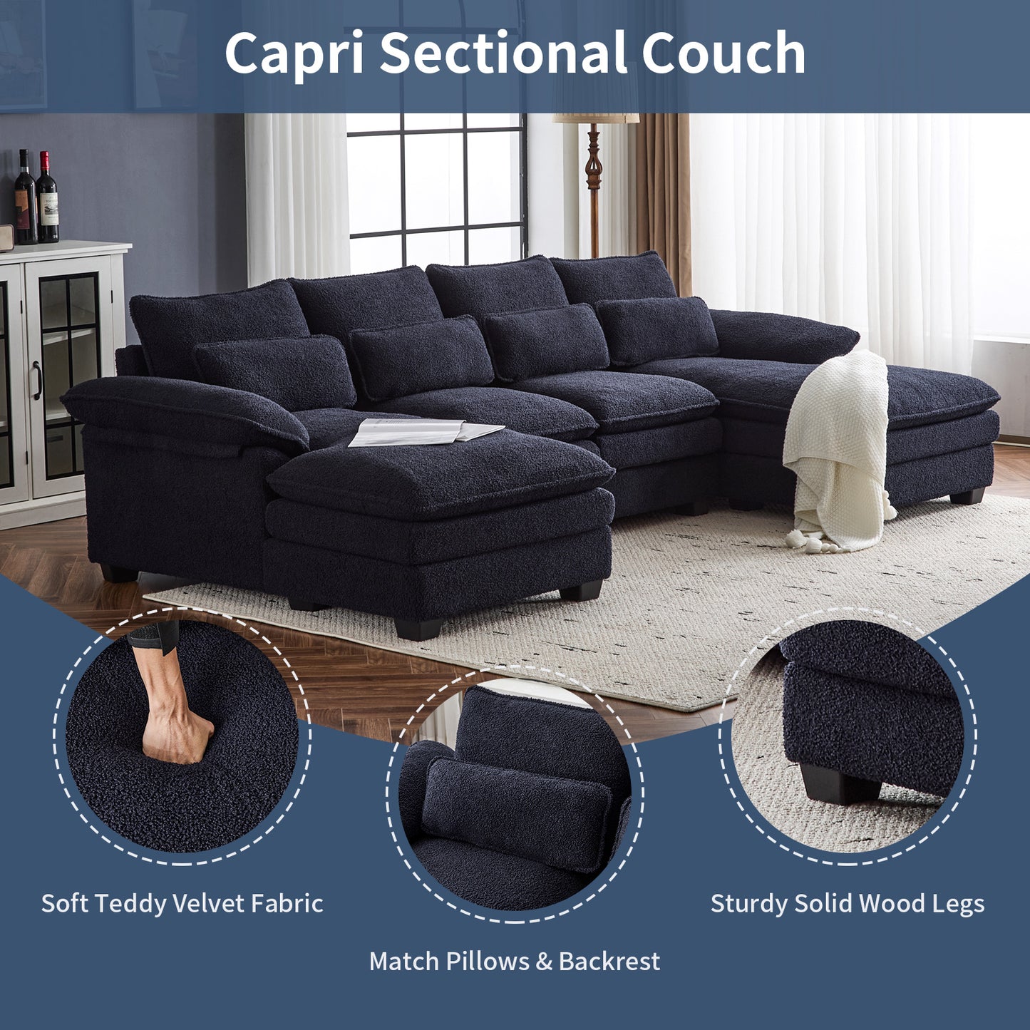 capri l-shaped sofa combination sofa with stirrups, available with dark seats