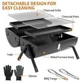 Capri Portable Charcoal Grill with Chimney, Small BBQ Grill Double Sided BBQ Area, Mini Tabletop Charcoal Barbecue Grill for Outdoor Camping Backyard Party BBQ Cooking, Easy to Carry and Assembly