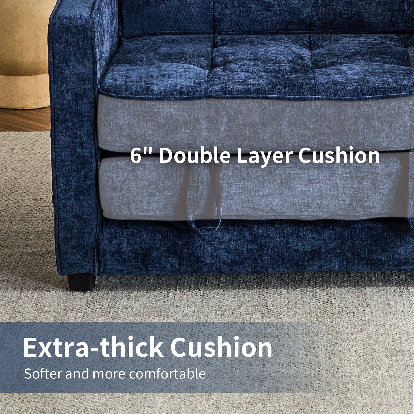 capri Fabric Loveseat Sleeper Sofa with Storage Pocket