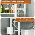 Capri Over The Toilet Storage Shelf, 4-Tier Freestanding Bathroom Organizers and Storage, above Toilet Space Saver Rack with Adjustable Shelves, Toilet Paper Holder and 9-Hooks, White