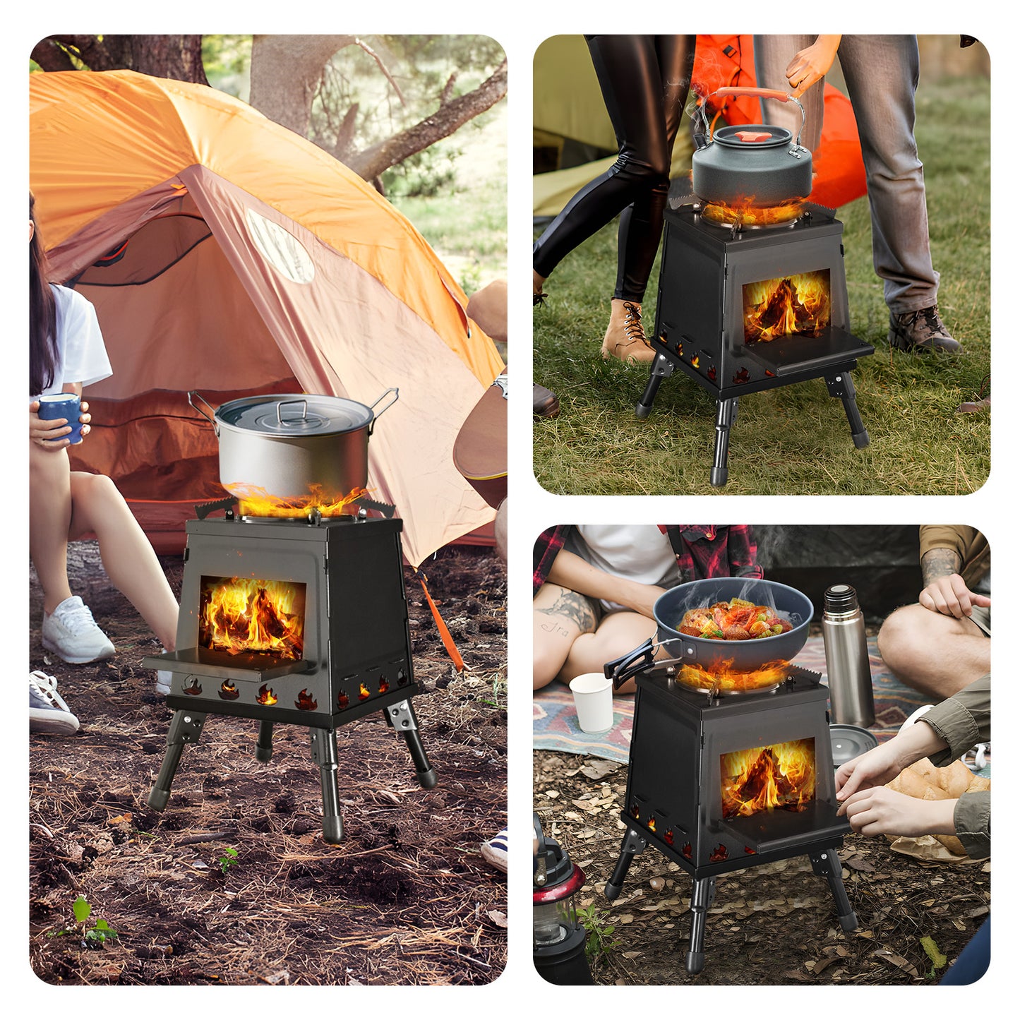 Capri Outdoor Wood Burning Stove, Portable Camping Wood Stove for Backpacking Outdoor Cooking, Easy to Carry and Assembly