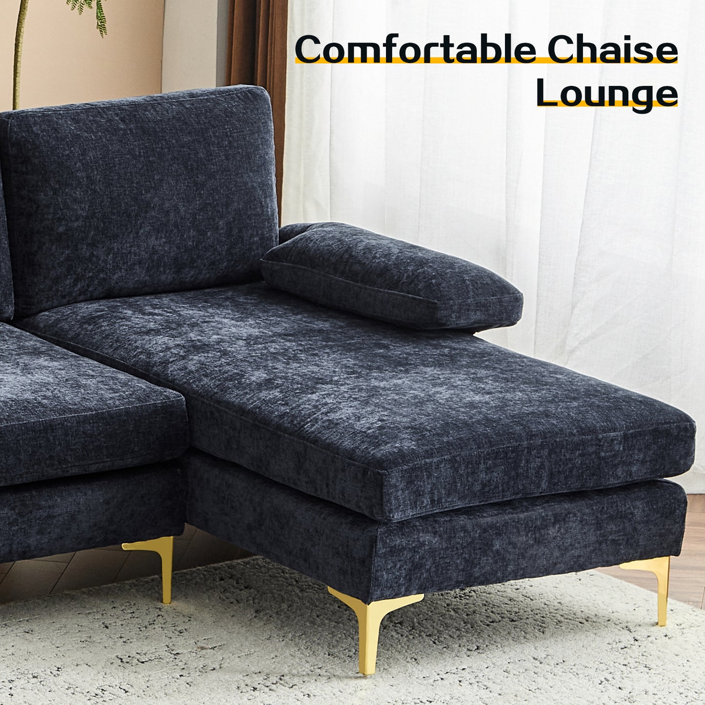 capri Comfortable Chenille U-Shaped Sectional Sofa Couch