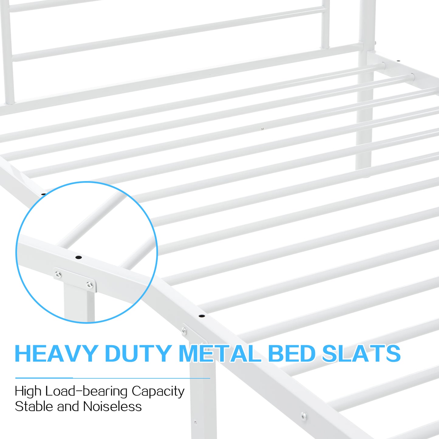 Twin-Over-Full Metal Bunk Bed with Ladder and Guardrails