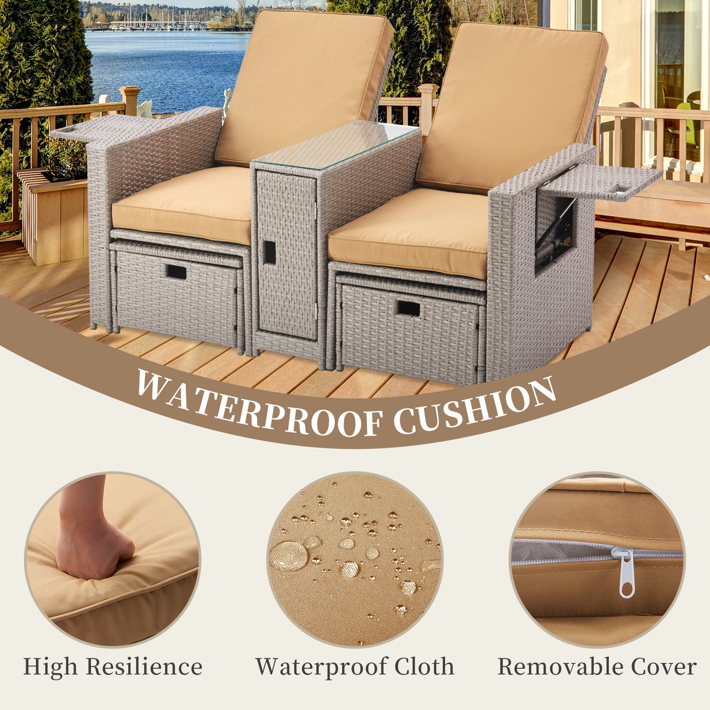 Double Wicker Sofa Set