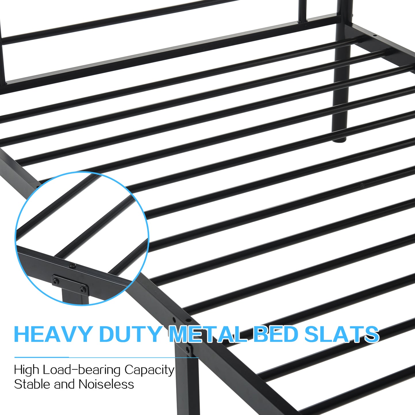 Twin-Over-Full Metal Bunk Bed with Ladder and Guardrails