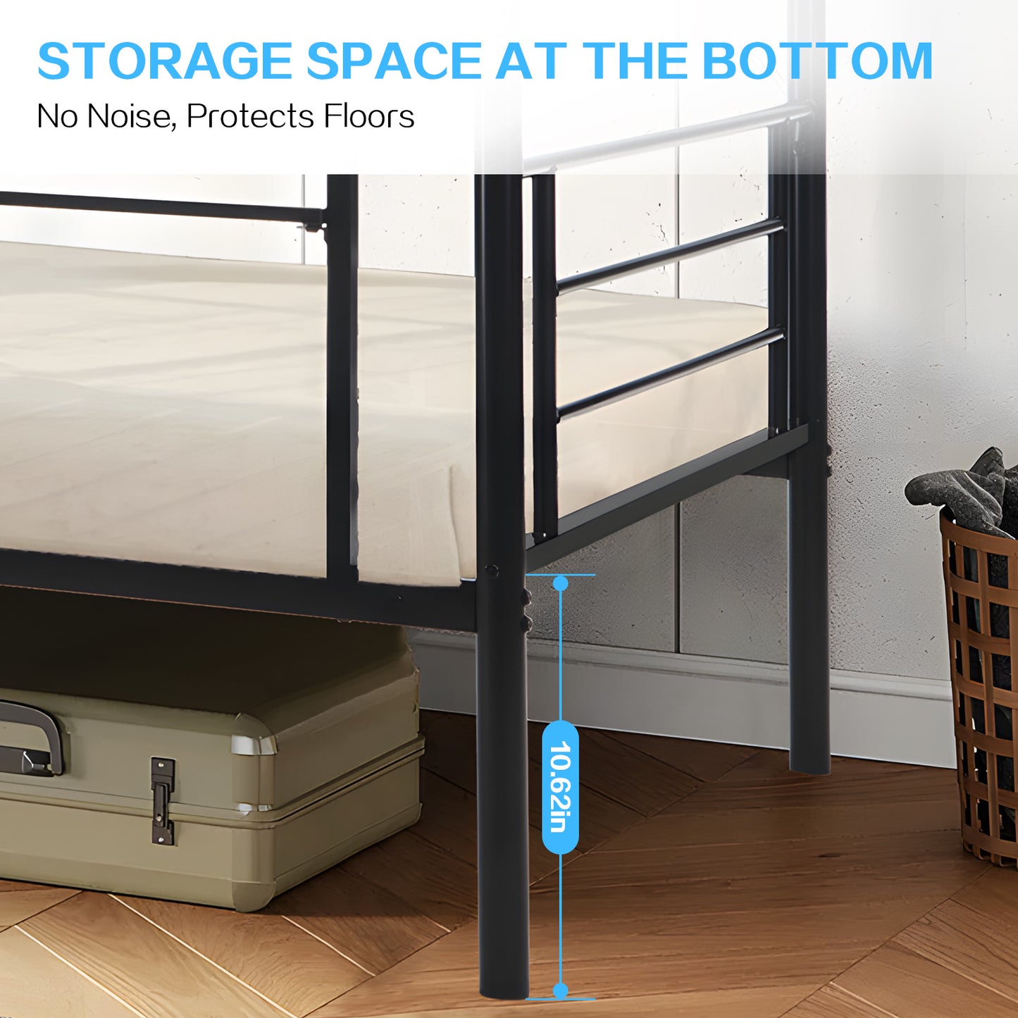 Twin-Over-Full Metal Bunk Bed with Ladder and Guardrails