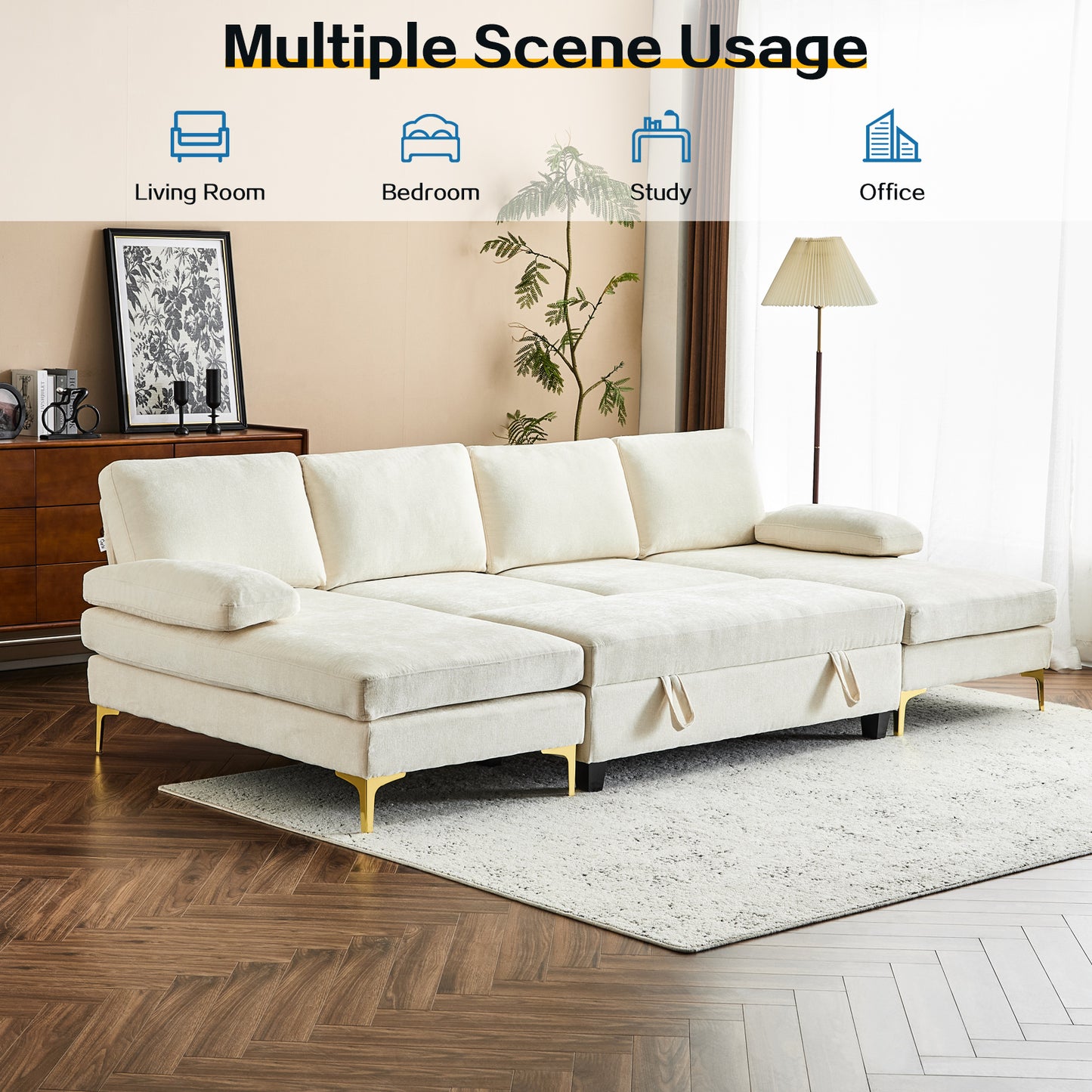 capri Comfortable Chenille U-Shaped Sectional Sofa Couch