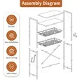 Capri 4-Tier Over-the-Toilet Storage Shelf, Bathroom Organizer Shelf Over Toilet, Freestanding Space Saver Rack with Adjustable Shelf and Basket, White