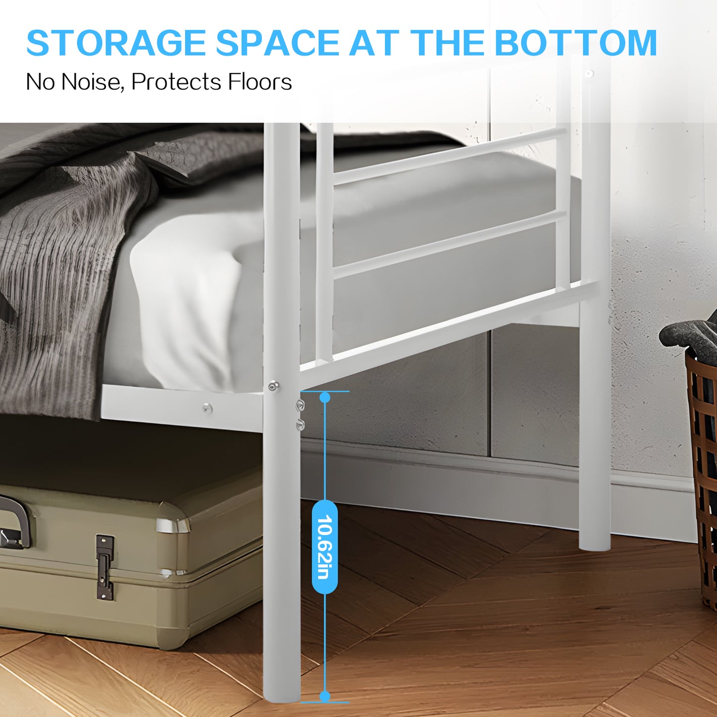 Twin-Over-Full Metal Bunk Bed with Ladder and Guardrails
