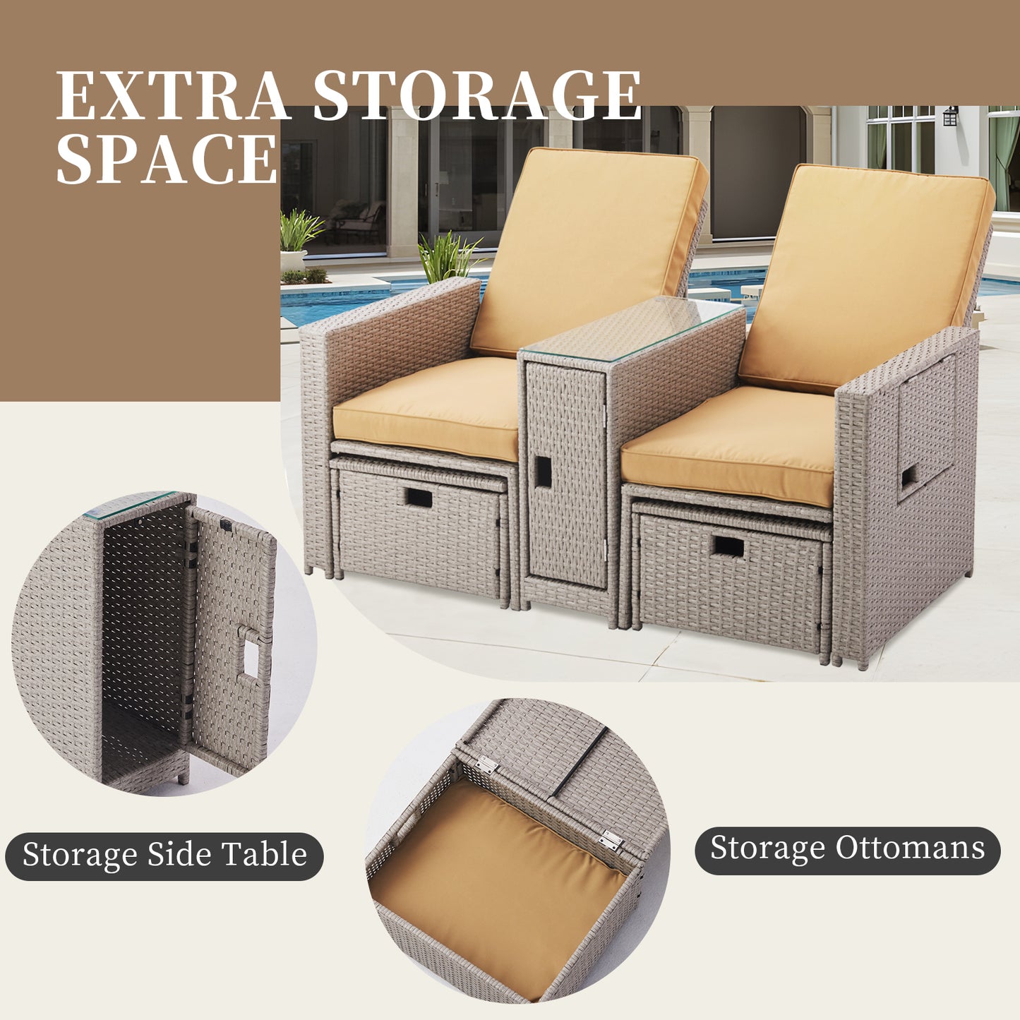 Double Wicker Sofa Set