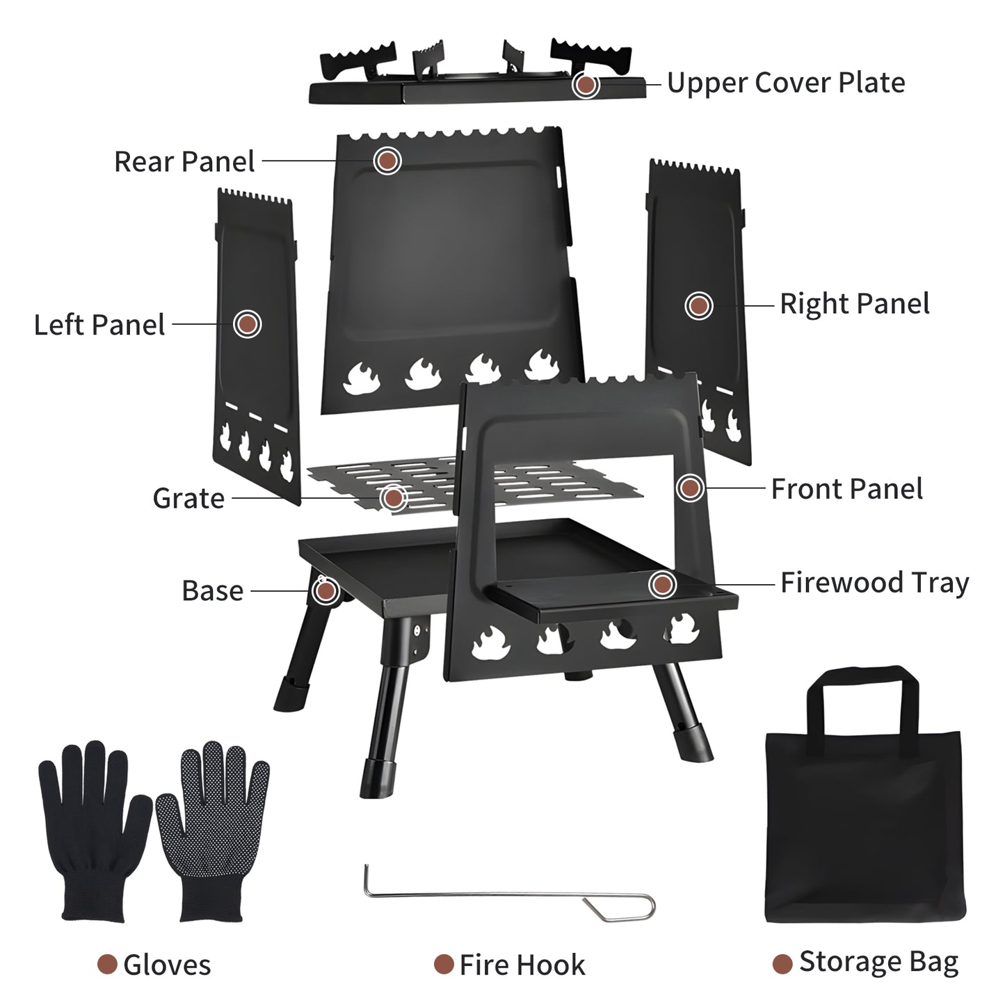 Capri Outdoor Wood Burning Stove, Portable Camping Wood Stove for Backpacking Outdoor Cooking, Easy to Carry and Assembly