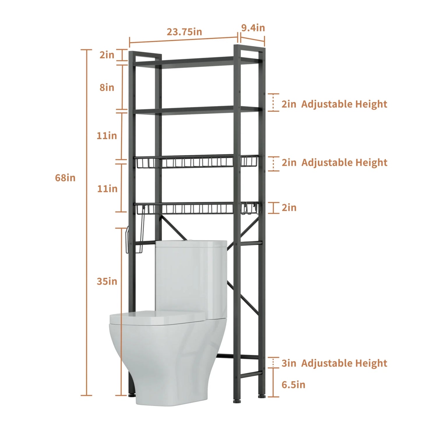 Capri over-the-toilet storage shelf