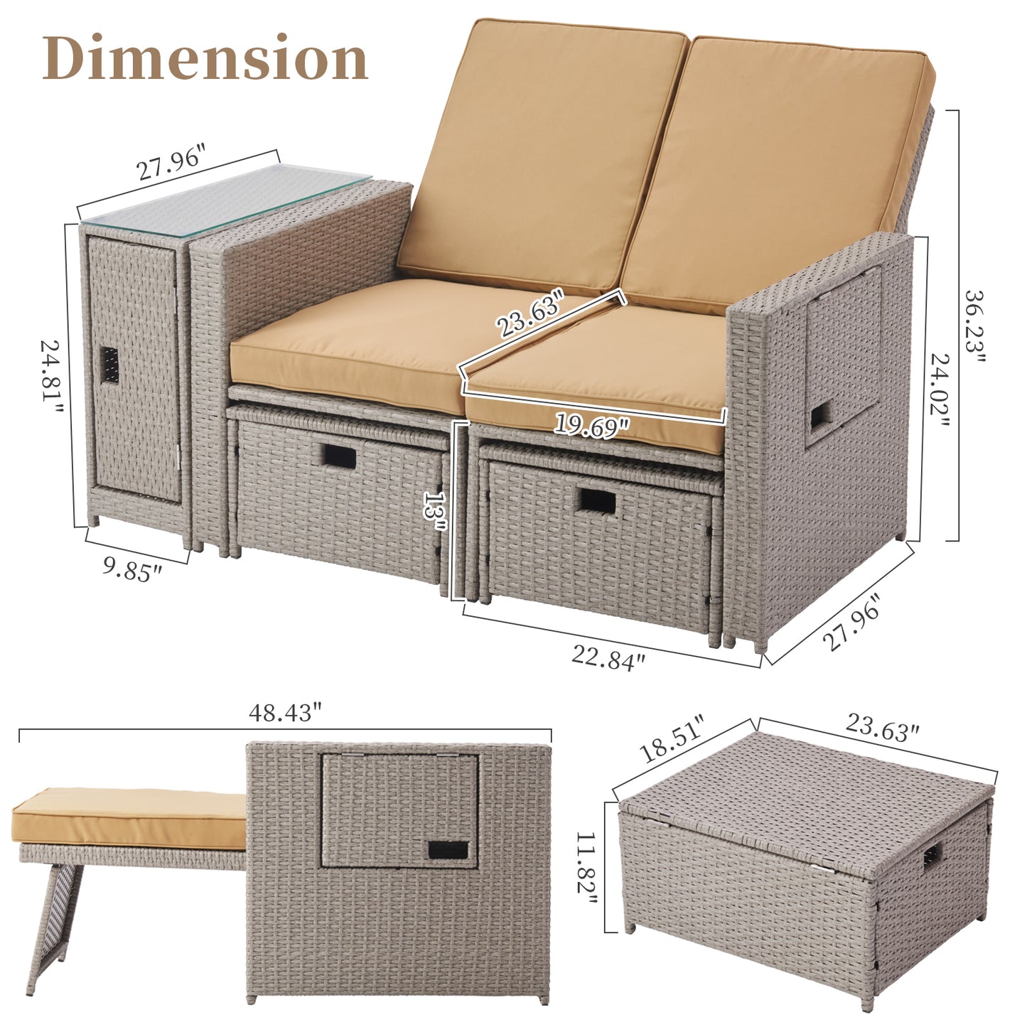 Double Wicker Sofa Set