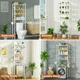 Capri 4-Tier Over-the-Toilet Storage Shelf, Bathroom Organizer Shelf Over Toilet, Freestanding Space Saver Rack with Adjustable Shelf and Basket, White