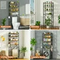 Capri Over The Toilet Storage Shelf, 4-Tier Freestanding Bathroom Organizers and Storage, above Toilet Space Saver Rack with Adjustable Shelves, Toilet Paper Holder and 9-Hooks, Rustic Brown