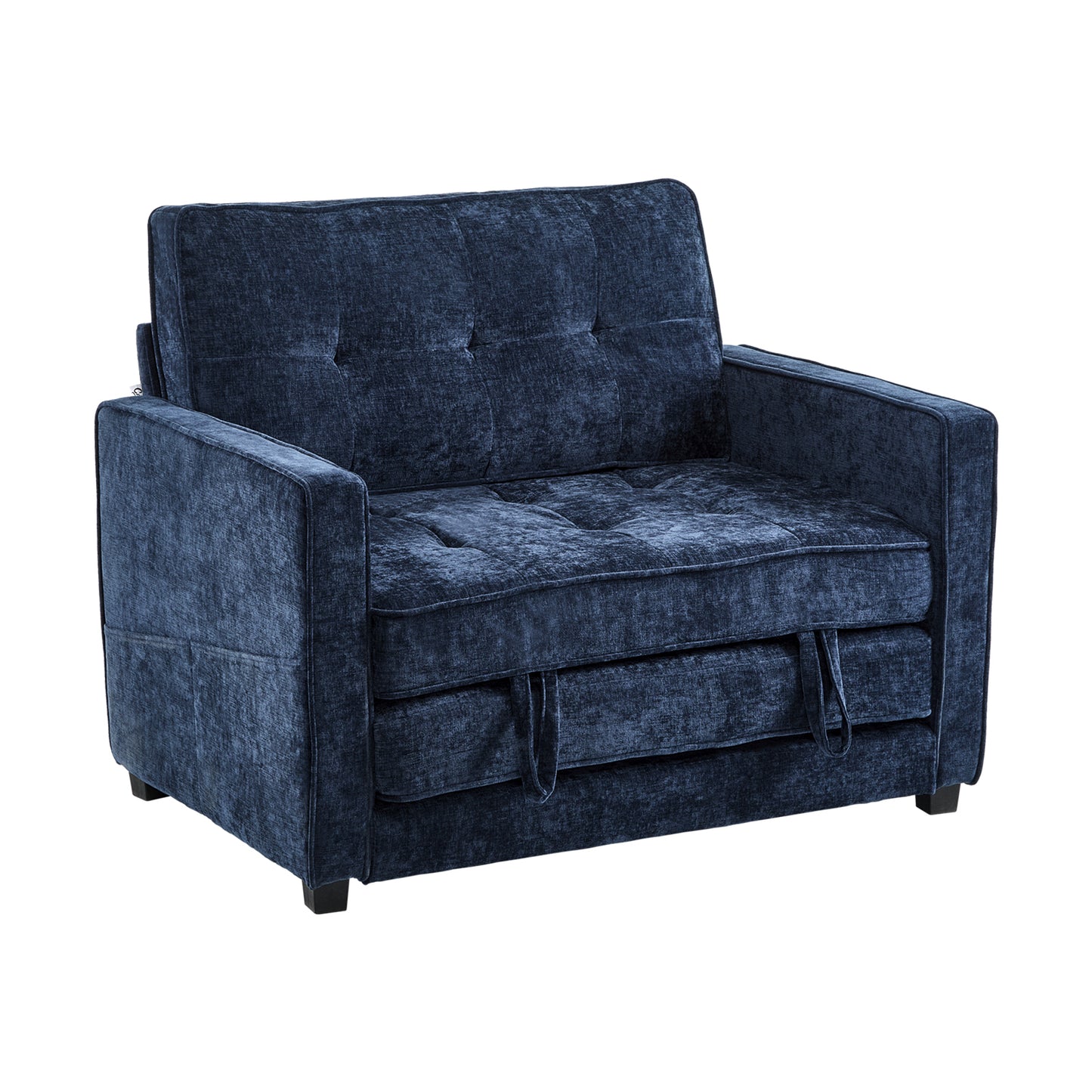 capri Fabric Loveseat Sleeper Sofa with Storage Pocket