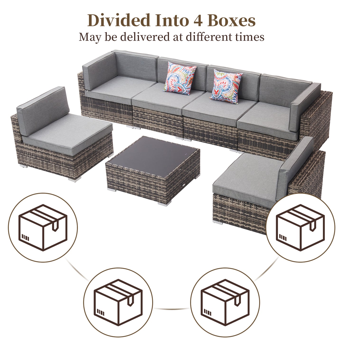 Capri 7 Pieces Patio Wicker Furniture Set