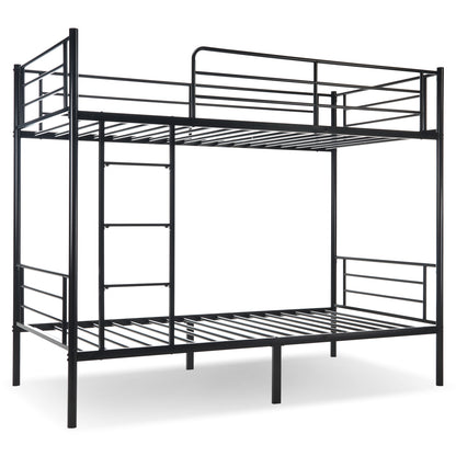 Twin-Over-Full Metal Bunk Bed with Ladder and Guardrails