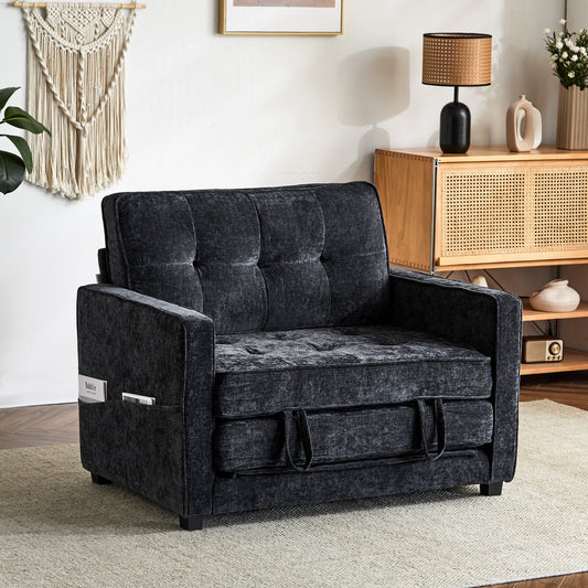 capri Fabric Loveseat Sleeper Sofa with Storage Pocket