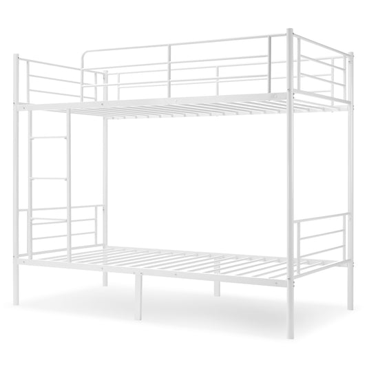 Twin-Over-Full Metal Bunk Bed with Ladder and Guardrails
