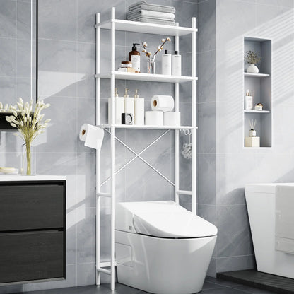 Capri 3-Shelf Over the Toilet Storage, Freestanding Metal Bathroom Organizers and Storage Shelf, White