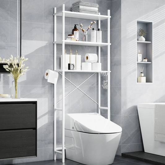 Capri 3-Shelf Over the Toilet Storage, Freestanding Metal Bathroom Organizers and Storage Shelf, White